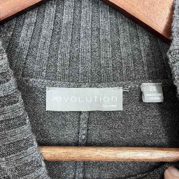 NWT Evolution By Cyrus Womens 2x Sweater Mock Neck Grey Soft Stretch Ribbed - Picture 9 of 9